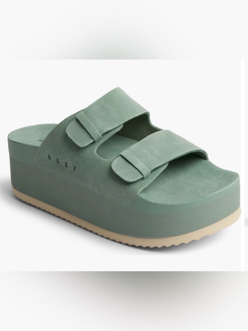 Reef Ojai Gigi Platform Frosty Sage Green Slide Sandals size 7 $130 NWT